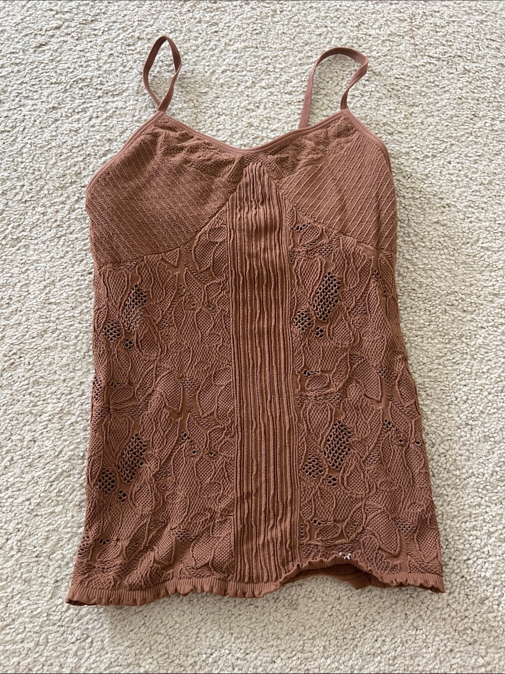 Francesca's Collections Rust Brown Knit Lace Camisole